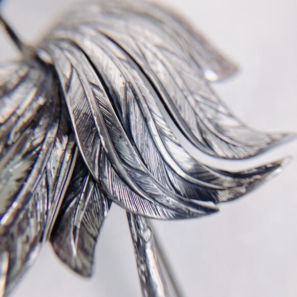 VTG Signed Danecraft Sterling Silver Floral Brooch Mid Century 1940s-1960s - Picture 4 of 8